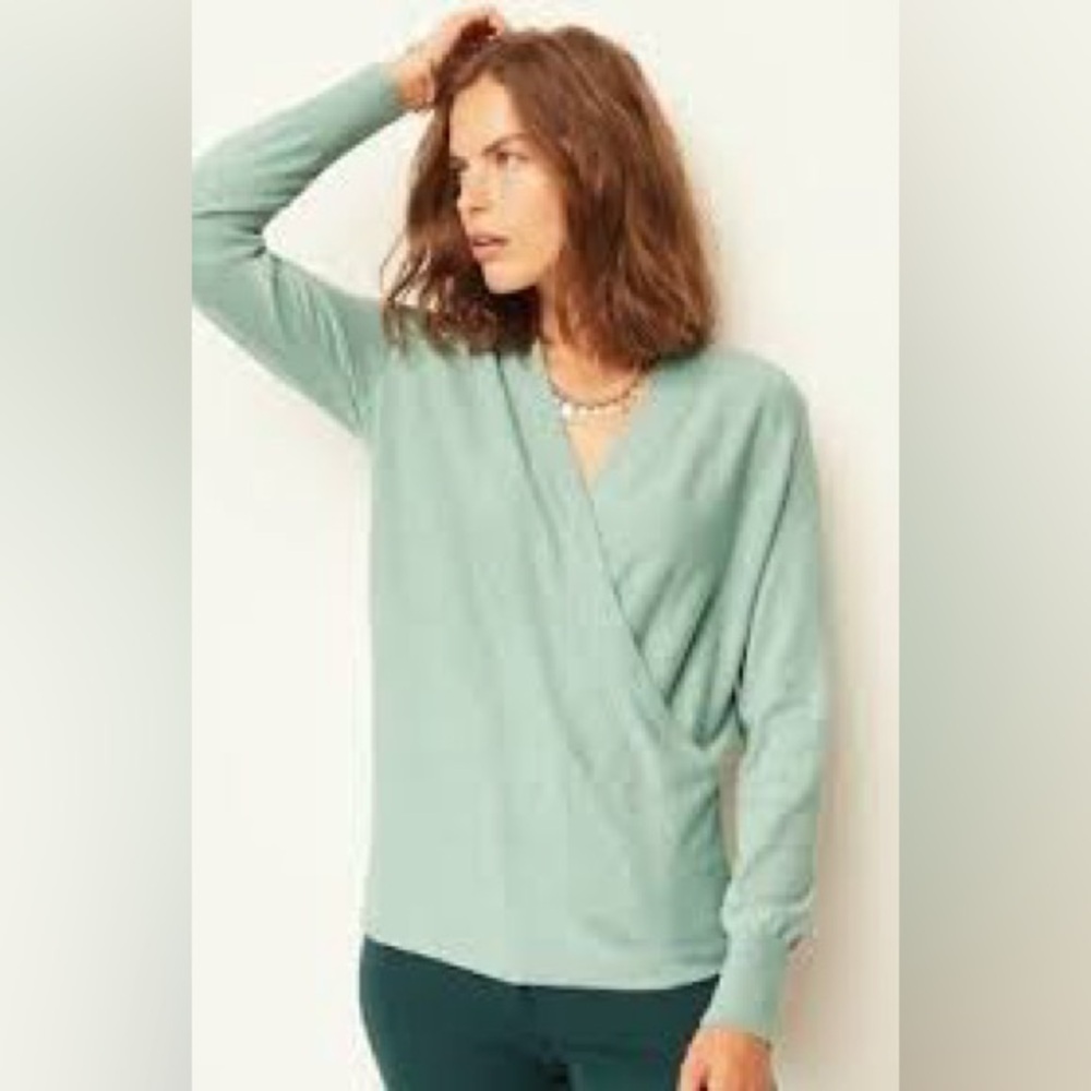 J. Jill Lightweight Wrap Knit Sweater Pullover Women's Small Blue Classic Career